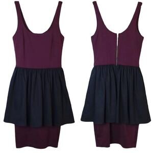 NWT Aqua Burgundy & Black Knit Peplum Pencil Dress Women's Size S